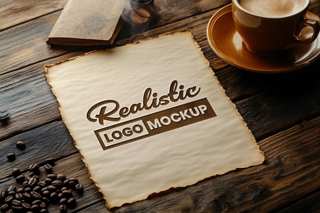Realistische logo mockup op vintage papier