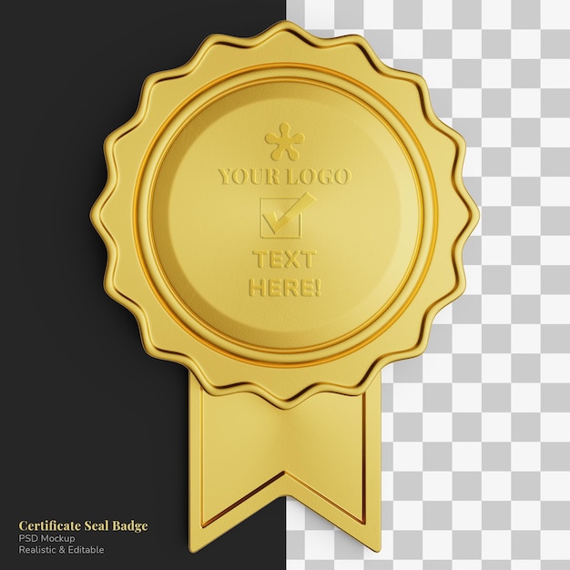 PSD realistische luxe gouden cirkel certificaat zegel badge lint bewerkbare mockup