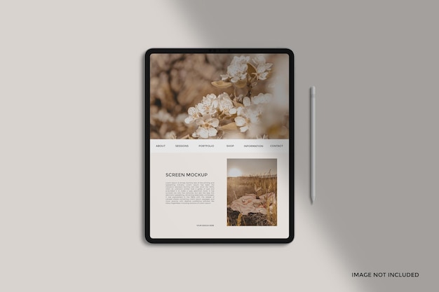 PSD realistische maker van mockupscènes voor tablets met schaduwoverlay