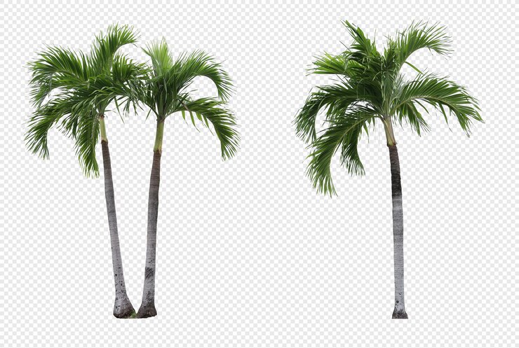 PSD realistische manilla palmboom set geïsoleerd