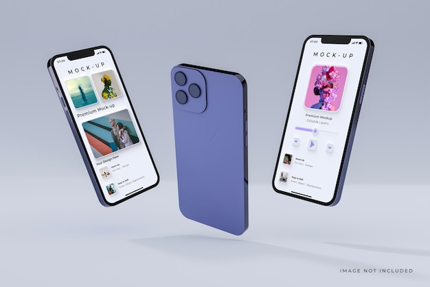 Realistische mobiele telefoon mockup ontwerp paarse kleur