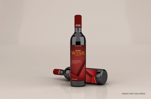 Realistische mockup-sjabloon voor glazen wijnflessen