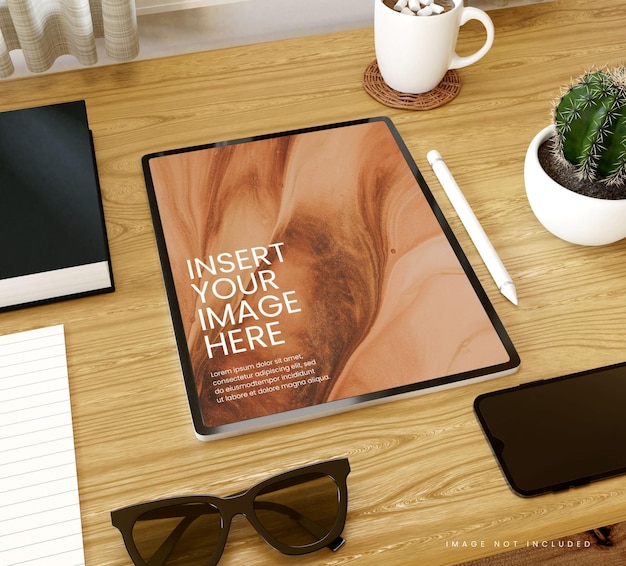 REALISTISCHE MOCKUP-TABLET IN TAFEL