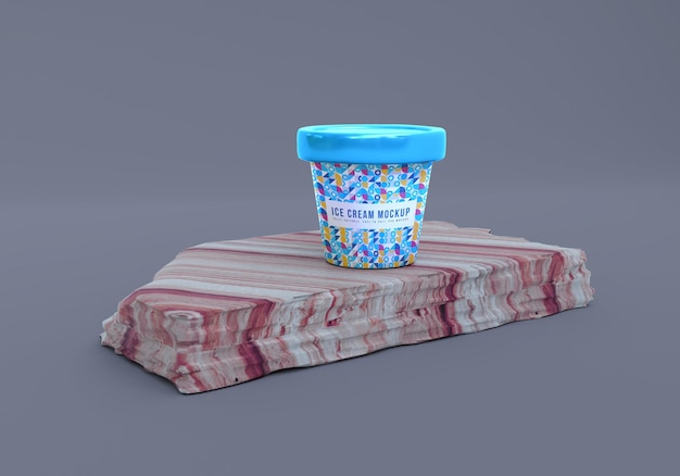 Realistische mockup voor de verpakking van ijsreclamespots