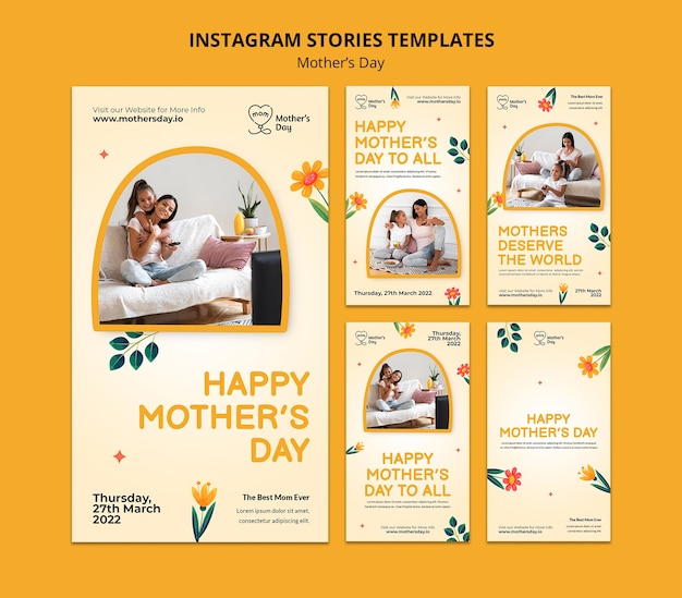 Realistische moederdag Instagram-verhalensjabloon