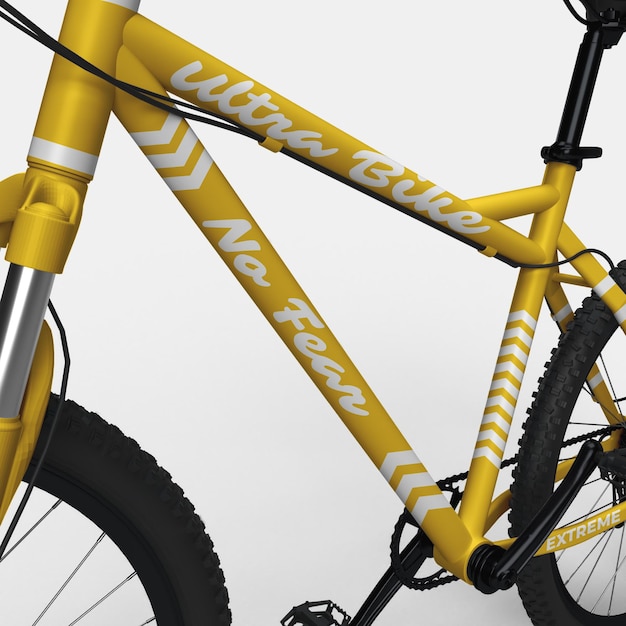 Realistische mountainbike bmx fiets 3d mockup dichtbij bekeken