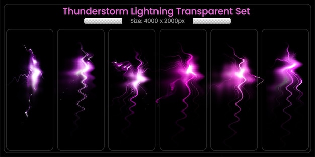 Realistische onweersbui bliksem transparante set