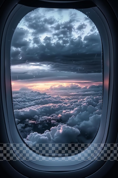 Realistische opname van een uitzicht van een vliegtuigwind op een doorzichtige achtergrond