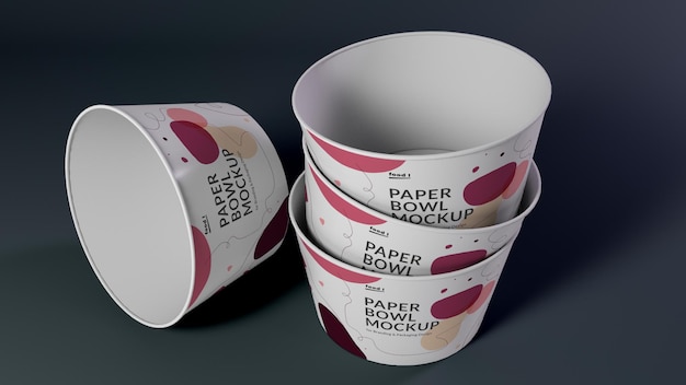 Realistische paper bowl mockup ontwerpsjabloon