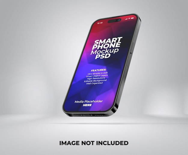 Realistische premium smartphone app presentatiescherm mockup sjabloon met transparante achtergrond