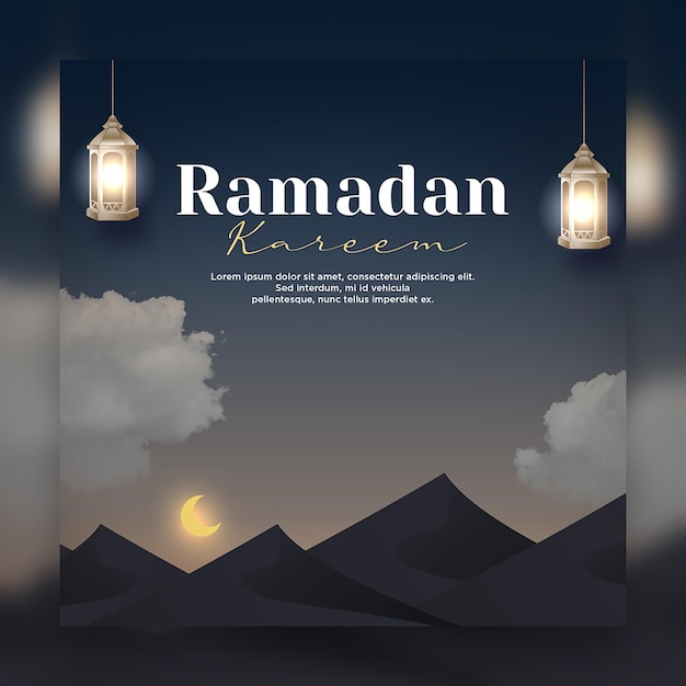 Realistische ramadan kareem social media-banner