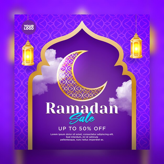 Realistische ramadan kareem-verkoopbanner