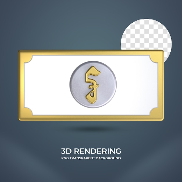 Realistische riel valuta 3d-rendering transparante achtergrond