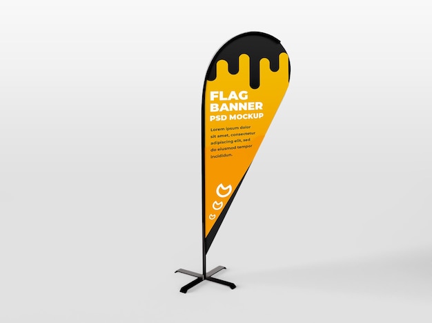 PSD realistische ronde vlag verticale banner reclame en branding campagne mockup