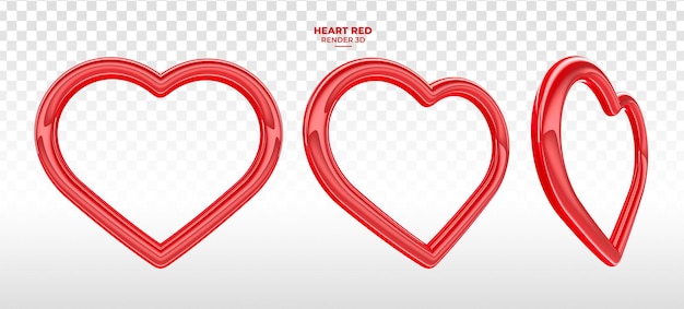 Realistische rood hart 3d render voor Valentijnsdag