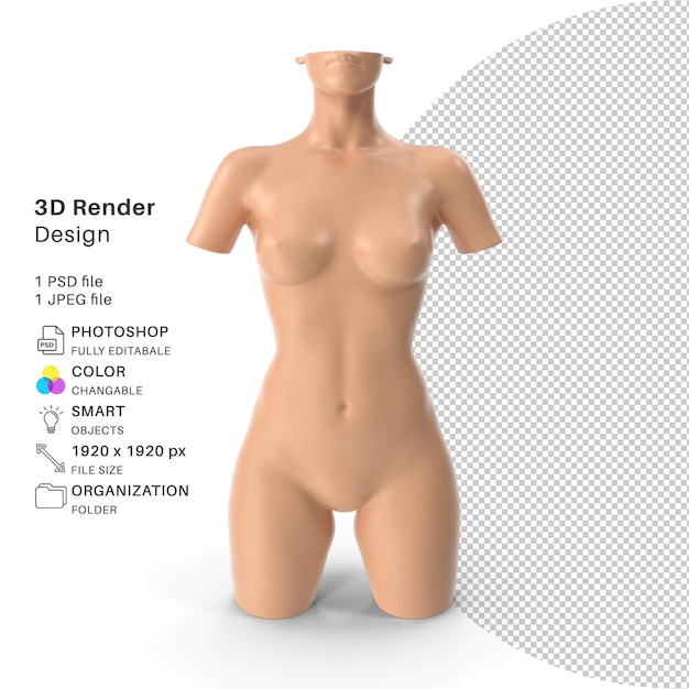 PSD realistische showroom dummy elegante jurk 3d-modellering psd-bestand