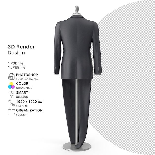 PSD realistische showroom dummy-jurk voor man 3d-modellering psd-bestand