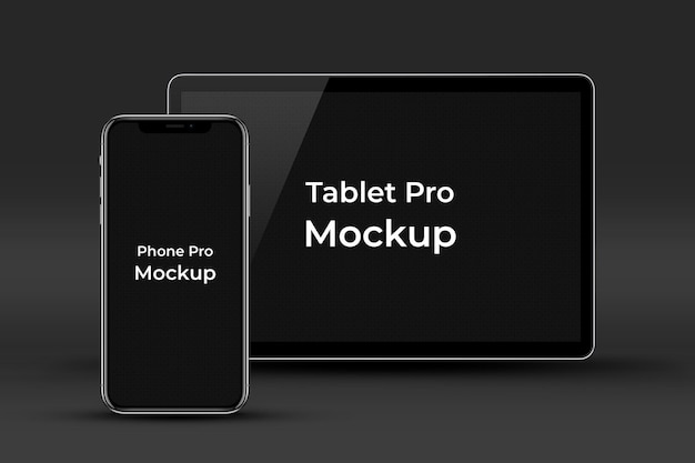 Realistische tablet en smartphone pro-mockup