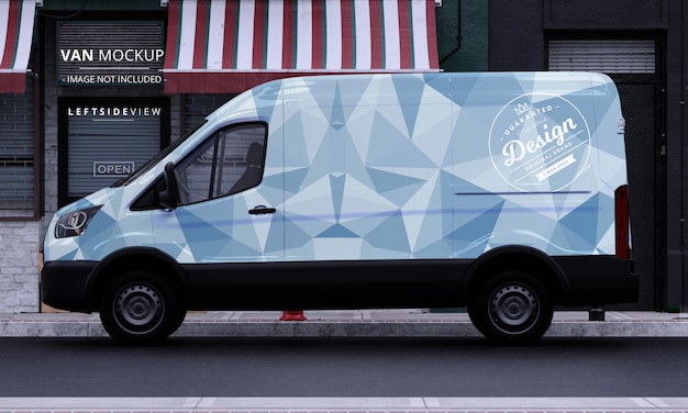 PSD realistische utility van op de straat auto mock-up linker zijaanzicht