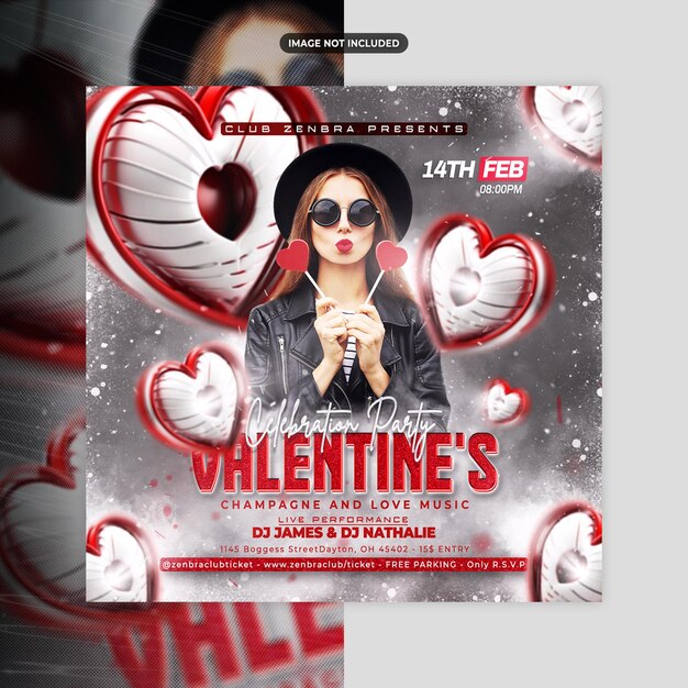 Realistische Valentijnsdag feest flyer sociale media post en webbanner