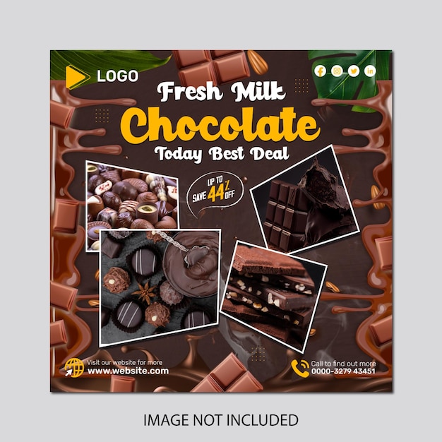 PSD realistische wereld chocolade dag verticale social media banner post ontwerpsjabloon