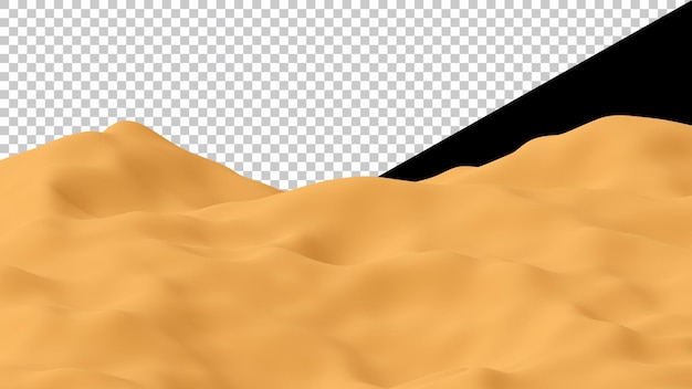 PSD realistische woestijnscene of zandduinen in 3d-weergave voor landschapsconcept