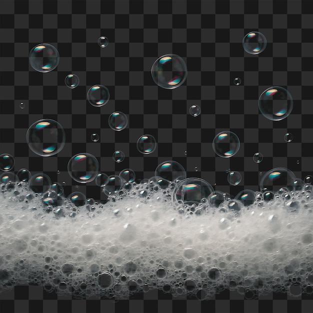 Realistische zeepschuim en bubbels op doorzichtige achtergrond van hoge kwaliteit bad-effect PNG