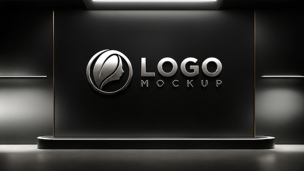 Realistische zilveren logo mockup