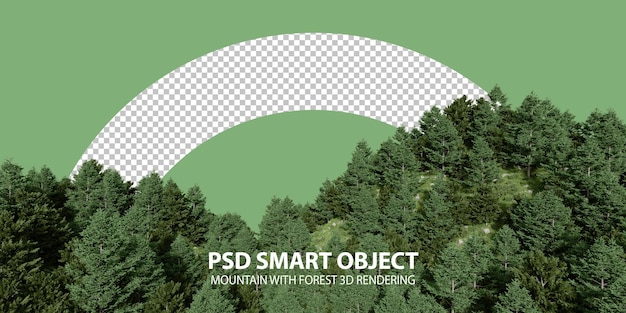 Realistisk bjerg med skov 3D-rendering af isolerede objekter