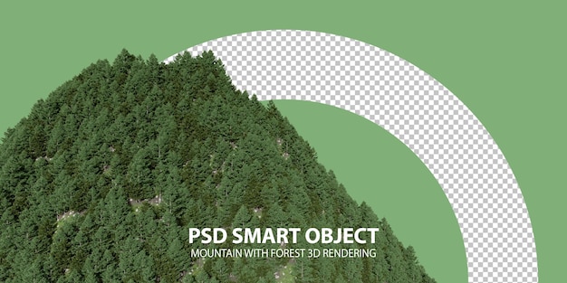 Realistisk bjerg med skov 3D-rendering af isolerede objekter