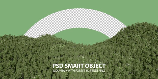 Realistisk bjerg med skov 3D-rendering af isolerede objekter