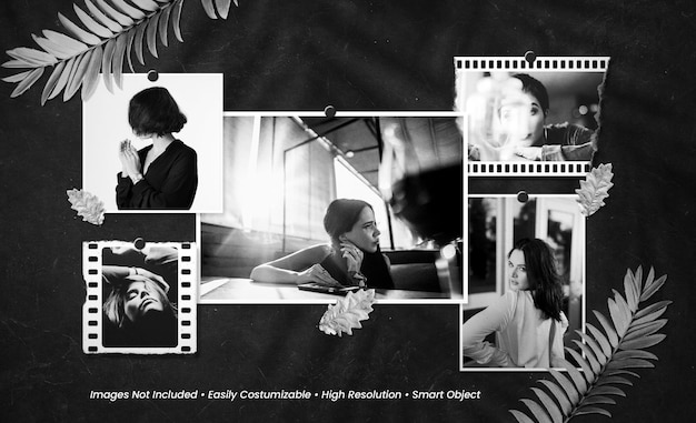 Realistisk og minimalistisk moodboard polaroid fotopapir ramme mockup med skyggeoverlegg