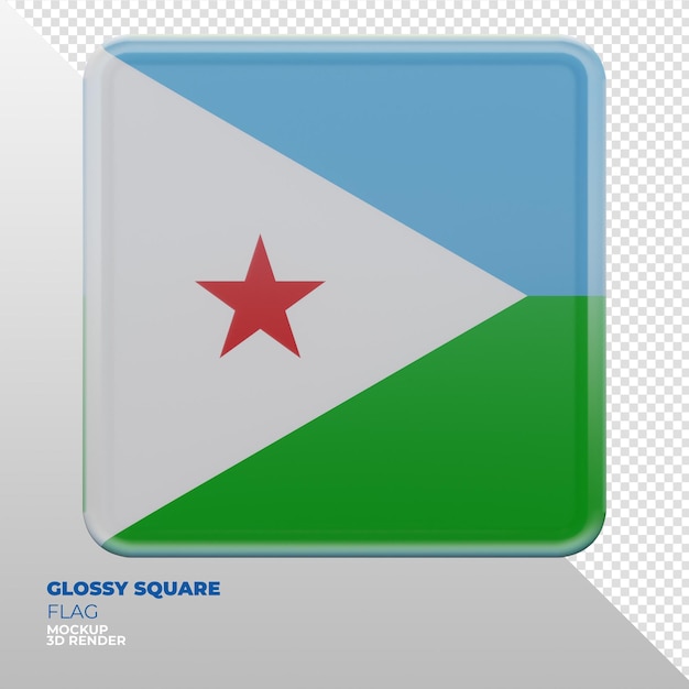 Realistyczna 3d Teksturowana Błyszcząca Kwadratowa Flaga Dżibuti