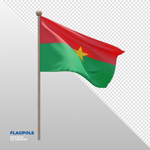 Realistyczna 3d Teksturowana Flaga Burkina Faso