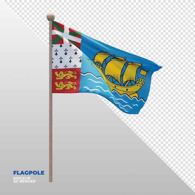 Realistyczna 3d Teksturowana Flaga Flagi Saint Pierre I Miquelon