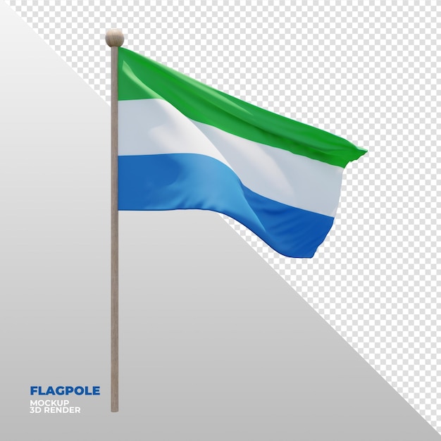 Realistyczna 3d Teksturowana Flaga Flagi Sierra Leone