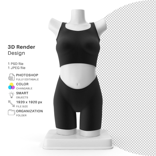 PSD realistyczna atrapa sukienki dla kobiet modelowanie 3d plik psd
