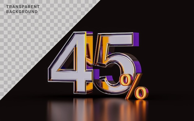 realistyczna błyszcząca oferta 45 procent zniżki na ciemnym tle ilustracji 3d do zakupu produktu