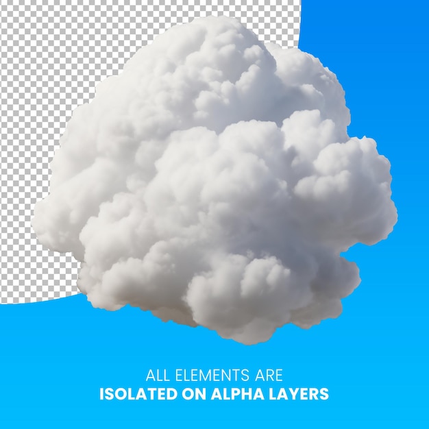 PSD realistyczna chmura oddzielona od tła png