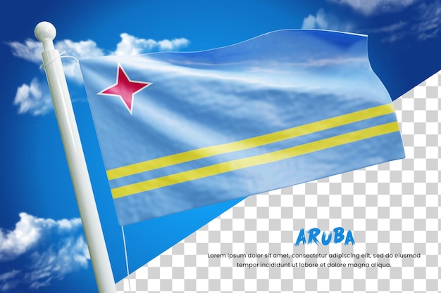 Realistyczna Flaga Aruby 3d Render Na Białym Tle Lub 3d Machająca Flaga Aruby Ilustracja