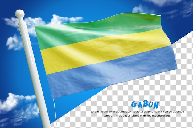 Realistyczna Flaga Gabonu 3d Render Na Białym Tle Lub 3d Gabon Macha Flagą Ilustracja