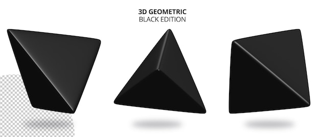 PSD realistyczna geometria 3d trójkąta z edycją w kolorze czarnym