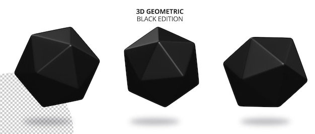 Realistyczna geometria wielościanu 3D z edycją w kolorze czarnym