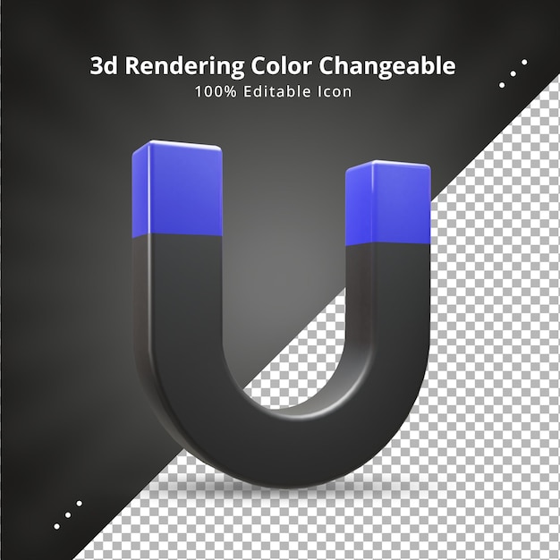 PSD realistyczna ikona magnesu interfejsu użytkownika 3d renderowania ikona magnesu
