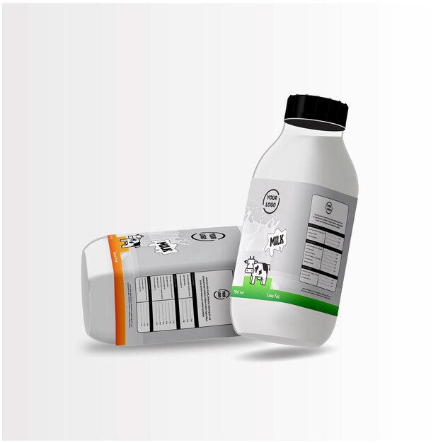 PSD realistyczna makieta butelki mleka 3d