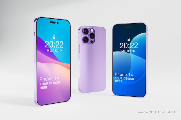 Realistyczna makieta ekranu fioletowego telefonu