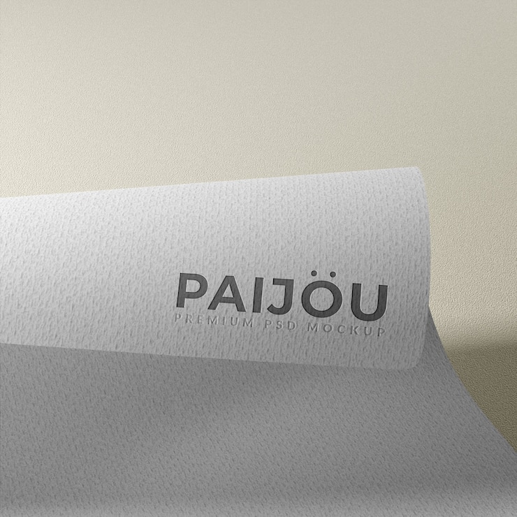 Realistyczna makieta logo 3d na zakrzywionym papierze