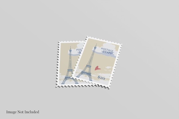 PSD realistyczna makieta znaczka pocztowego
