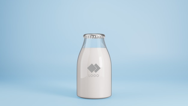 PSD realistyczna szklana butelka makiety mleka