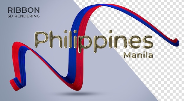 PSD realistyczna wstążka z tekstem na filipinach renderowania 3d